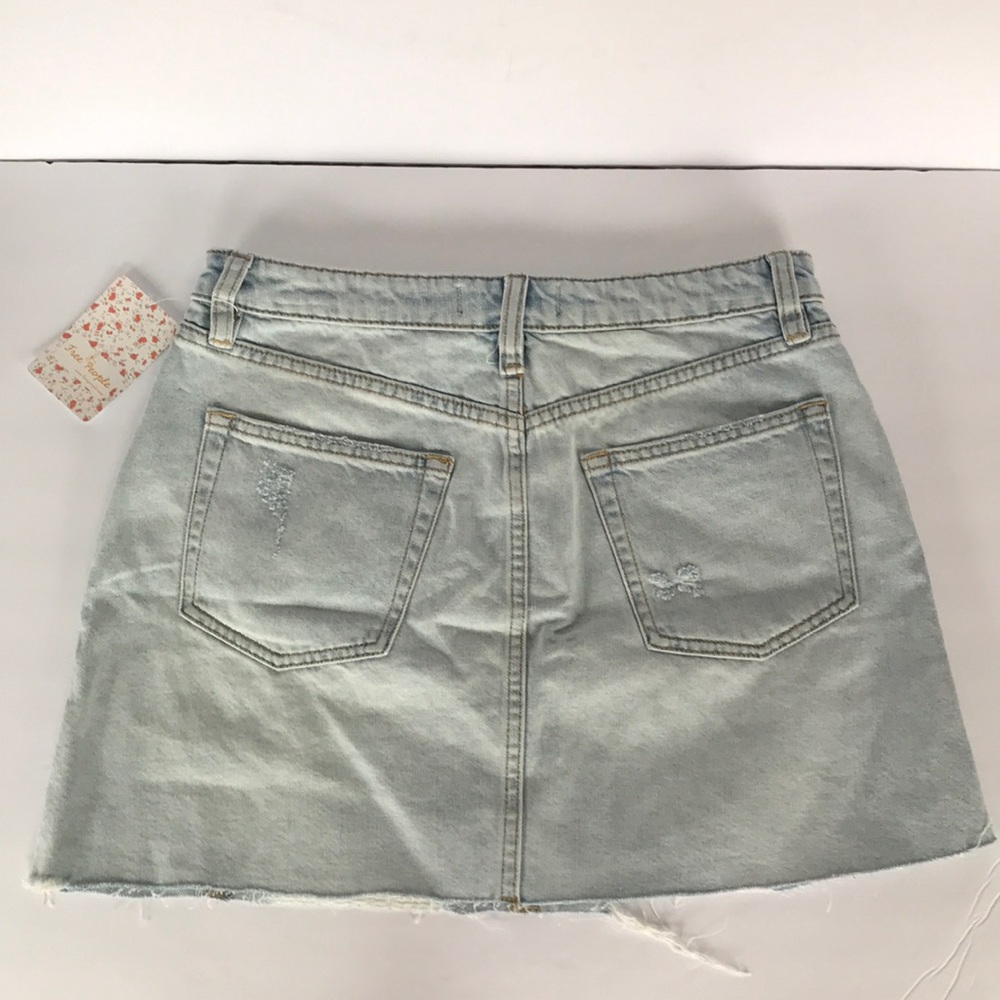 Free People Denim Button-Front Mini Skirt - Picture 2 of 9